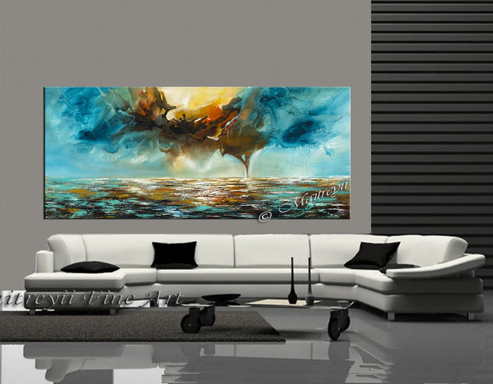 Abstract Modern Art Oil Painting on Canvas Modern Wall Art Mystic Texture Painting - Seascape 31 - LargeModernArt