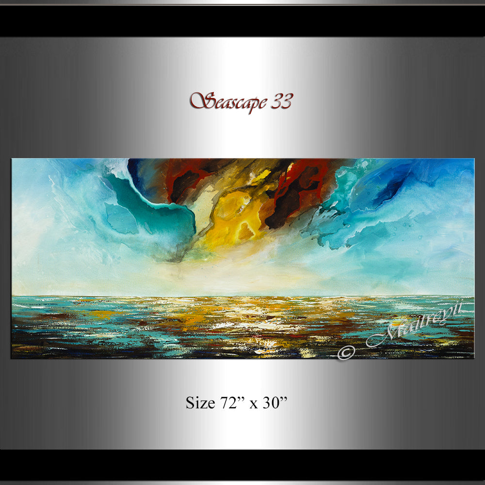 Abstract Modern Art Oil Painting on Canvas Modern Wall Art Mystic Texture Painting - Seascape 33 - LargeModernArt