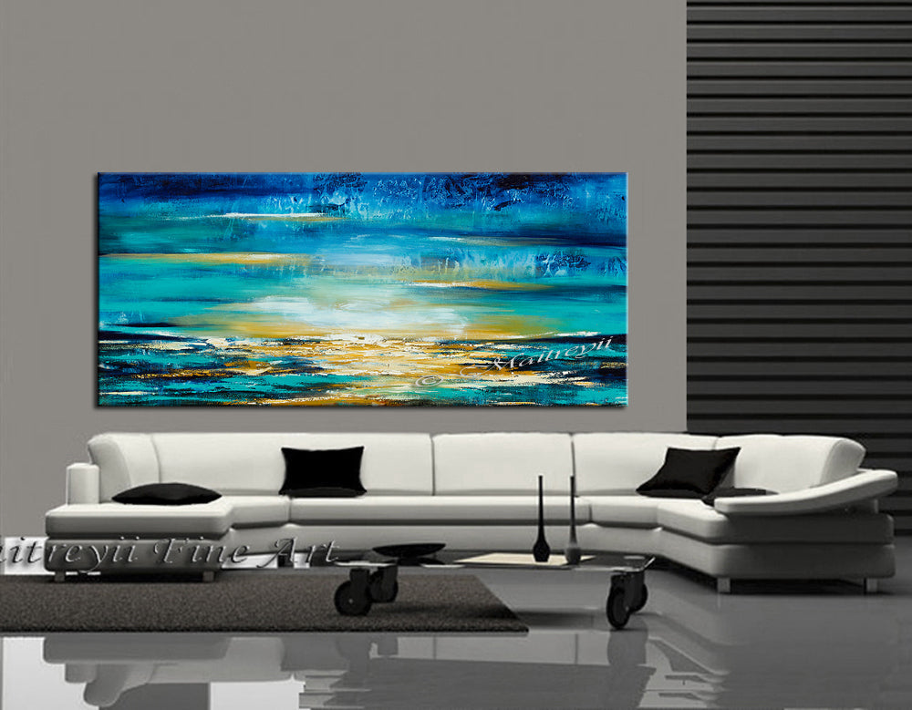 Large Ocean Art Oil Painting on Canvas Modern Wall Art Seascape - Ocean Journey 8 - LargeModernArt