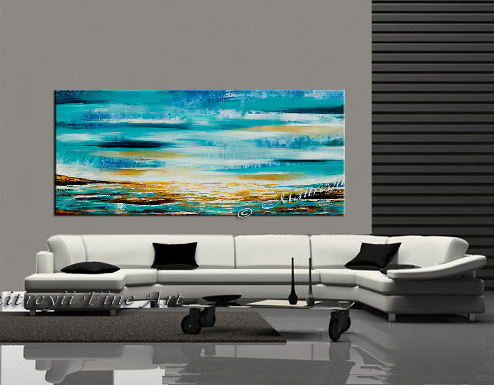 Large Ocean Art Oil Painting on Canvas Modern Wall Art Seascape - Ocean Journey 17 - LargeModernArt