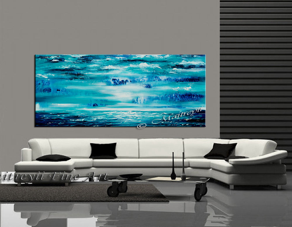 Large Ocean Art Oil Painting on Canvas Modern Wall Art Seascape - Ocean Journey 14 - LargeModernArt