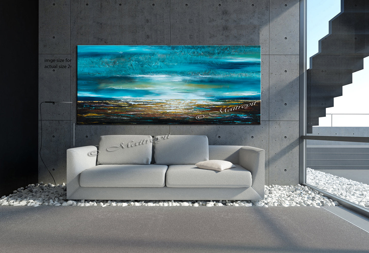 Large Ocean Art Oil Painting on Canvas Modern Wall Art Seascape - Ocean Journey 9 - LargeModernArt