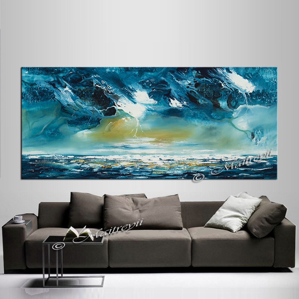 Large Ocean Art Oil Painting on Canvas Modern Wall Art Seascape Painting - Seascape 3 - LargeModernArt