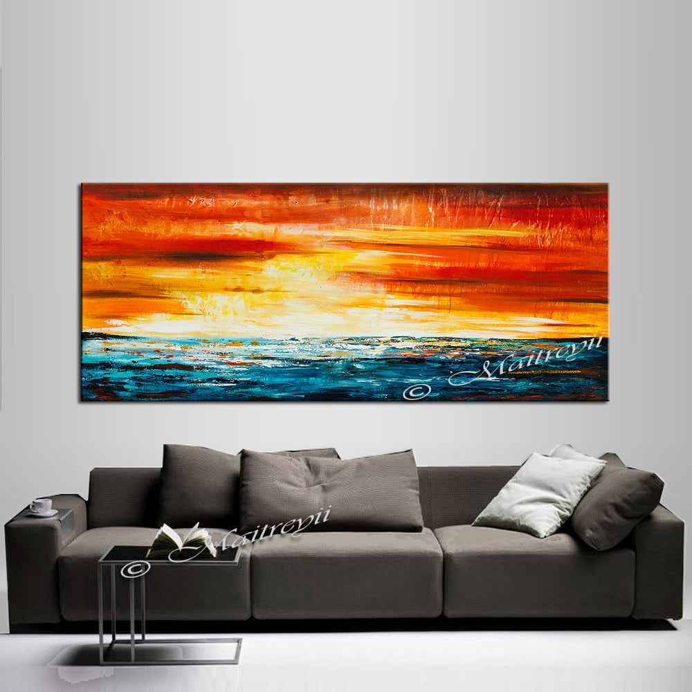 Large Ocean Art Oil Painting on Canvas Modern Wall Art Seascape - Ocean Journey 10 - LargeModernArt