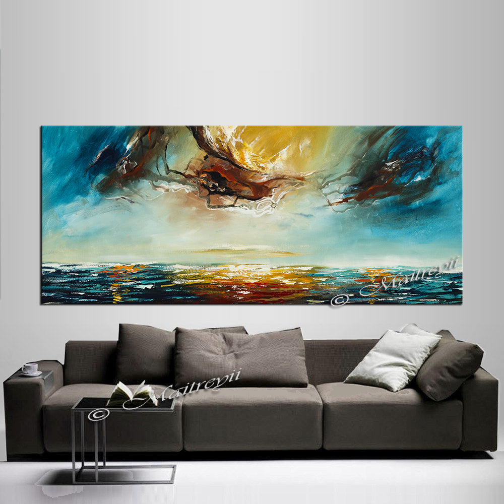 Large Ocean Art Oil Painting on Canvas Modern Wall Art - Seascape Painting 7 - LargeModernArt