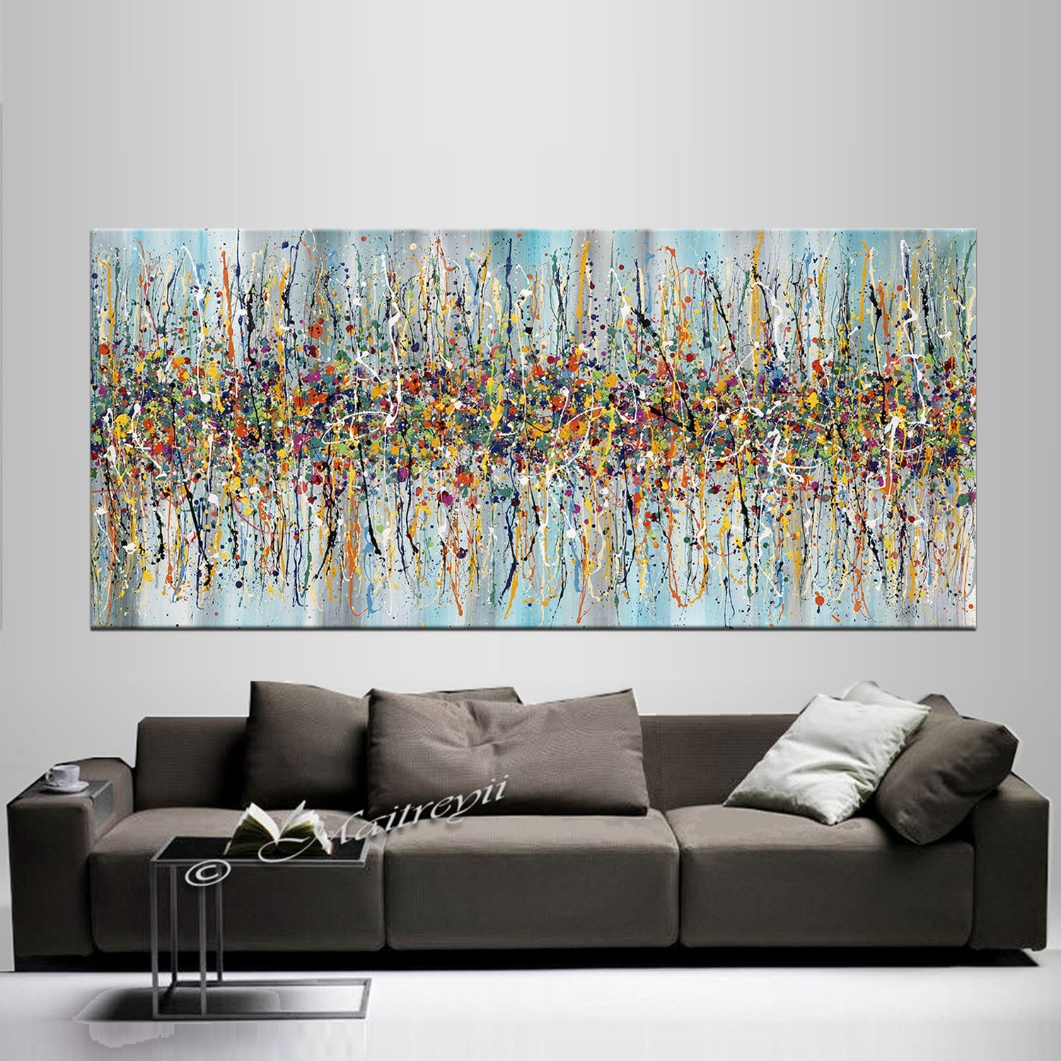 Jackson Pollock Blue Painting extra large abstract art Modern Wall oversize canvas - Beauty of Bridge 14