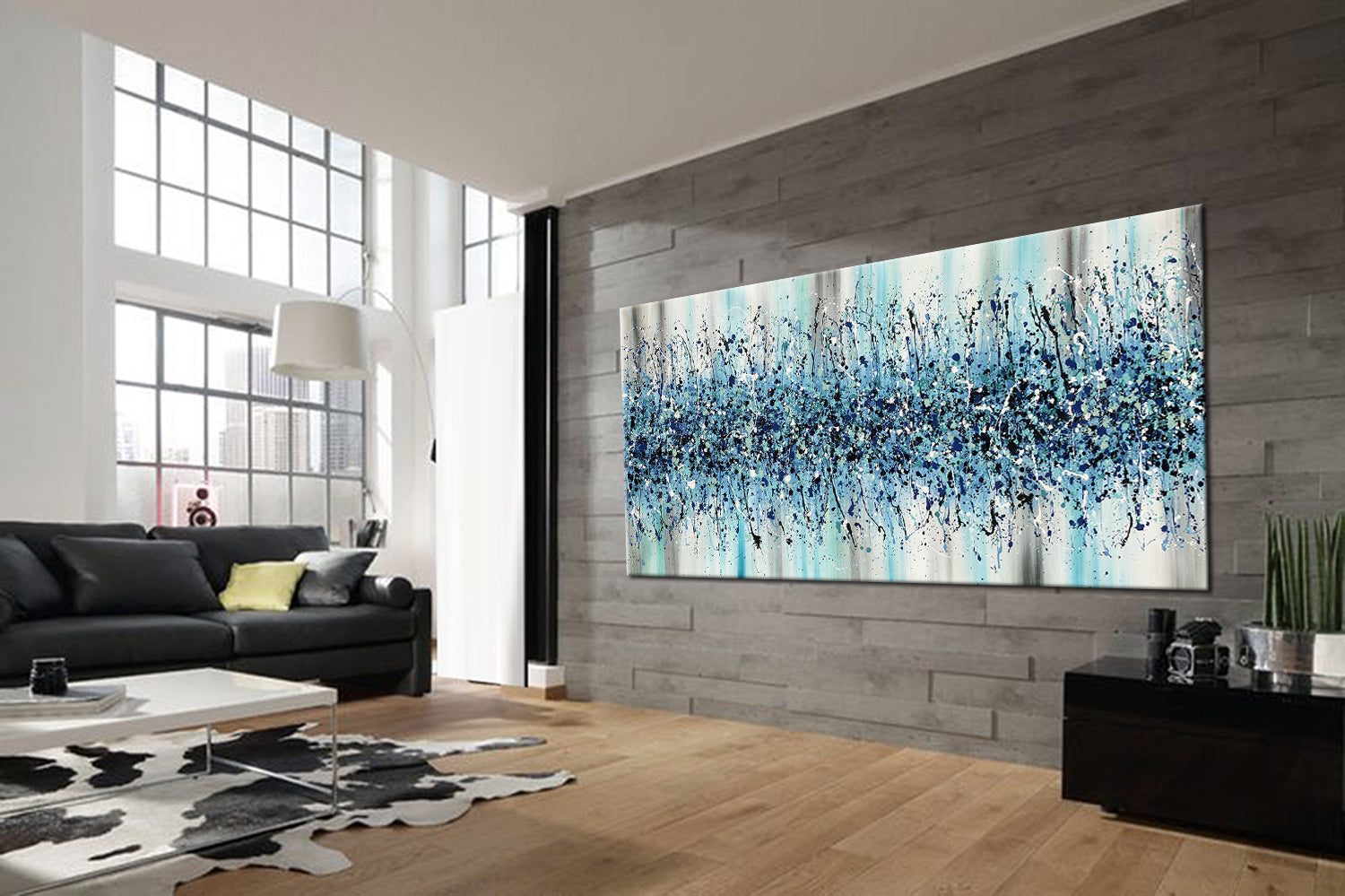 Painting Jackson Pollock Multiple Size Drip Style Abstract art on Canvas, Blue art large Wall Art - Beauty of Bridge 13