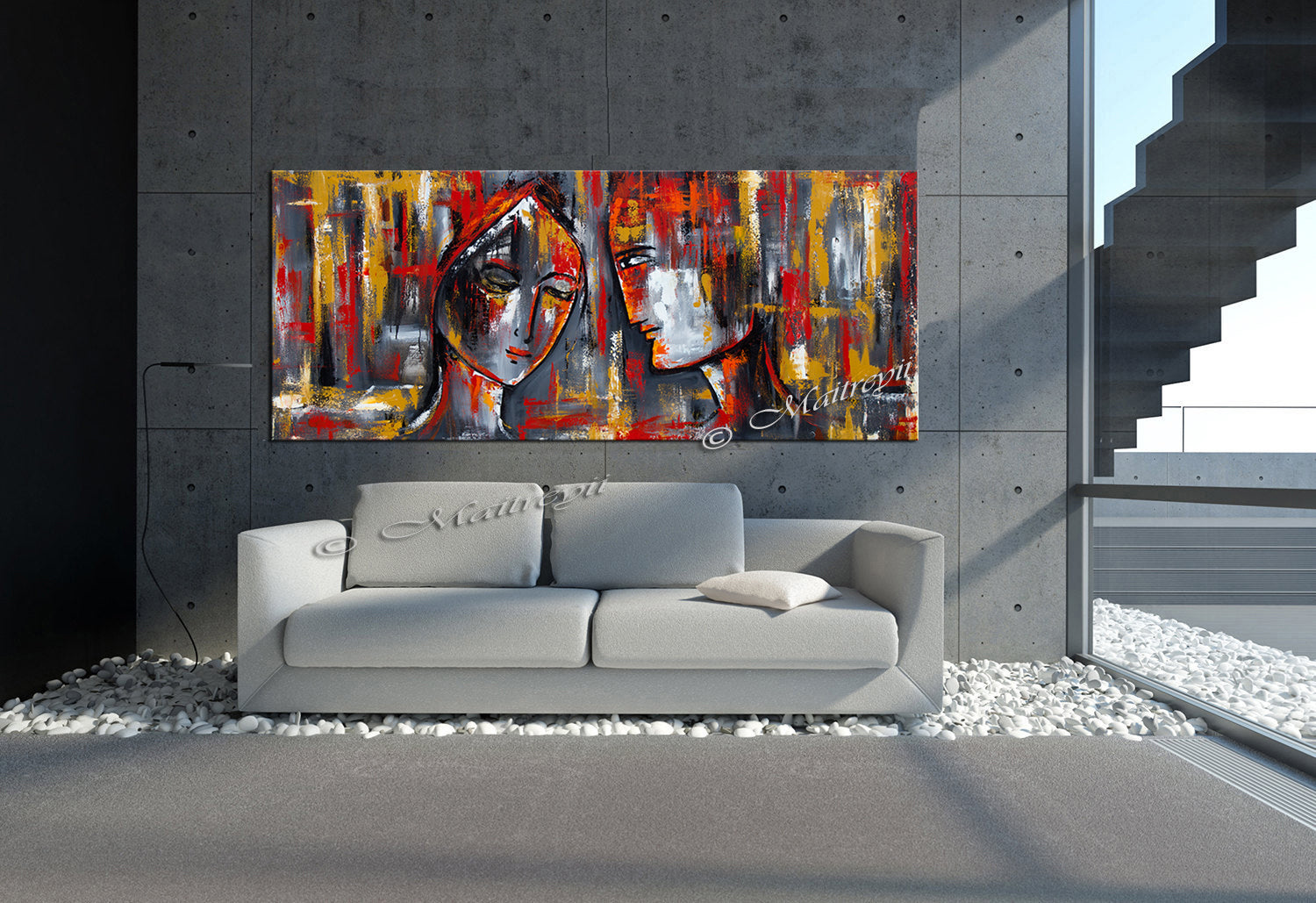 Large Modern Art Oil Painting on Canvas Modern Wall Art Figurative - Divine Love 2 - LargeModernArt