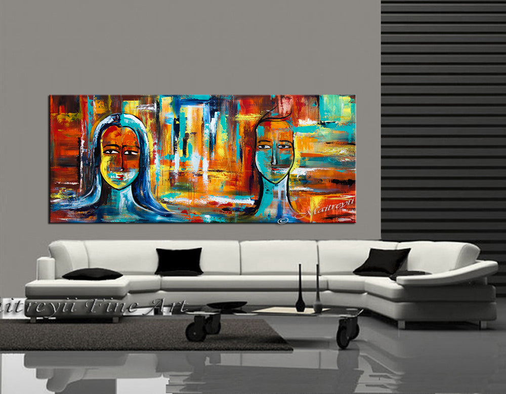 Large Modern Art Oil Painting on Canvas - Modern Wall Art Figurative Divine Love - LargeModernArt