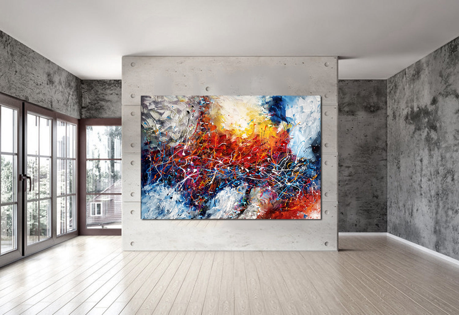 Paintings for Sale Abstract Paintings Jackson Pollock Multicolor Drip Style Art on Canvas, large Wall Art - Struck by Lightning