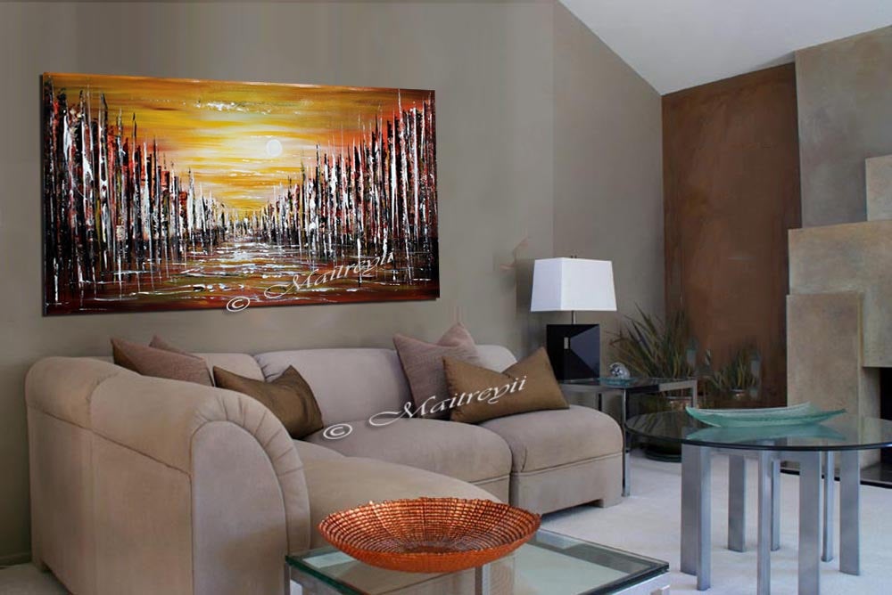 Abstract Paintings For Sale  | Cityscape Original Paintings Modern Art For Luxury Homes | The Urban City - LargeModernArt