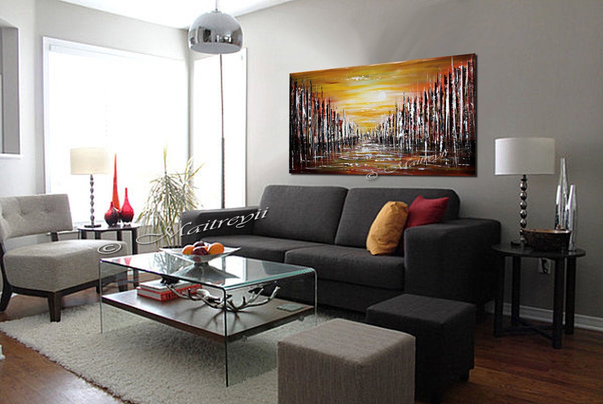 Cityscape Oil Painting For Luxury homes - The Urban City - LargeModernArt