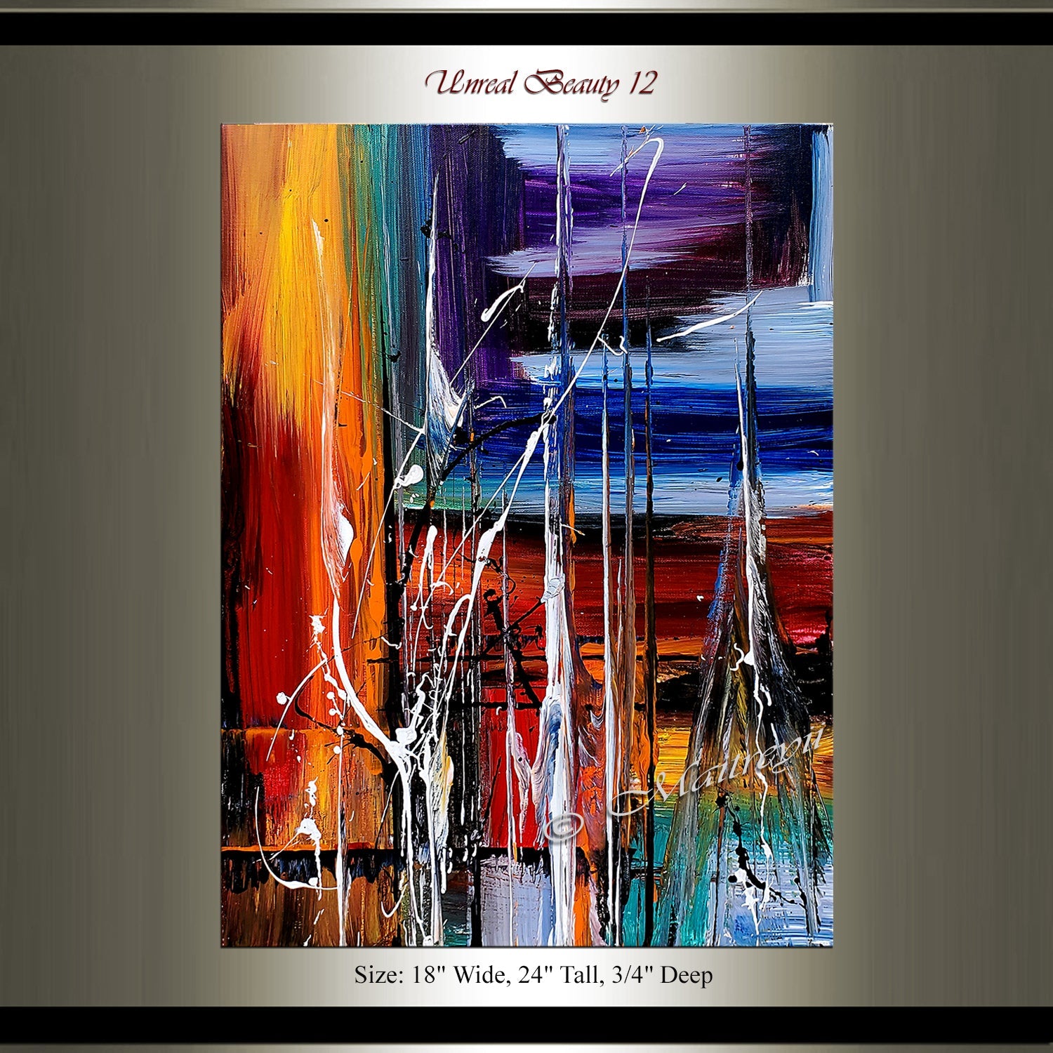 Wall Art Paintings For Sale Original Artwork On Canvas, Extremely Modern Style Interior Decor - Unreal Beauty 12 - LargeModernArt