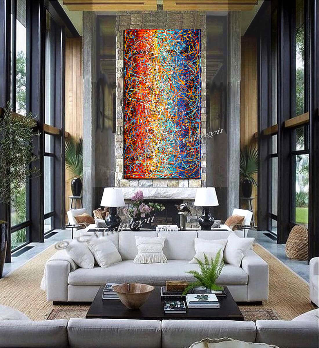 Jackson Pollock Style artwork for sale large Oil Painting on Canvas - Modern paintings - Vintage Beauty 132 - LargeModernArt