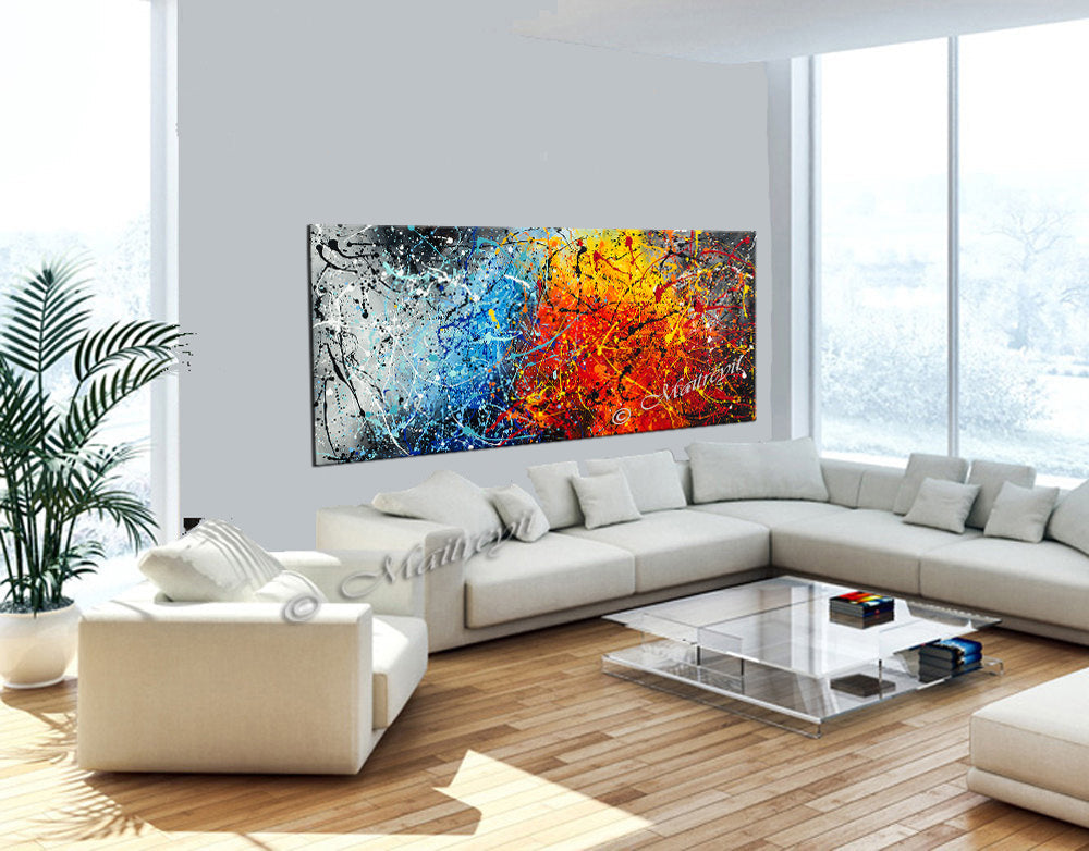 Jackson Pollock Style artwork for sale large Oil Painting on Canvas Modern paintings - Vintage Beauty 133 - LargeModernArt