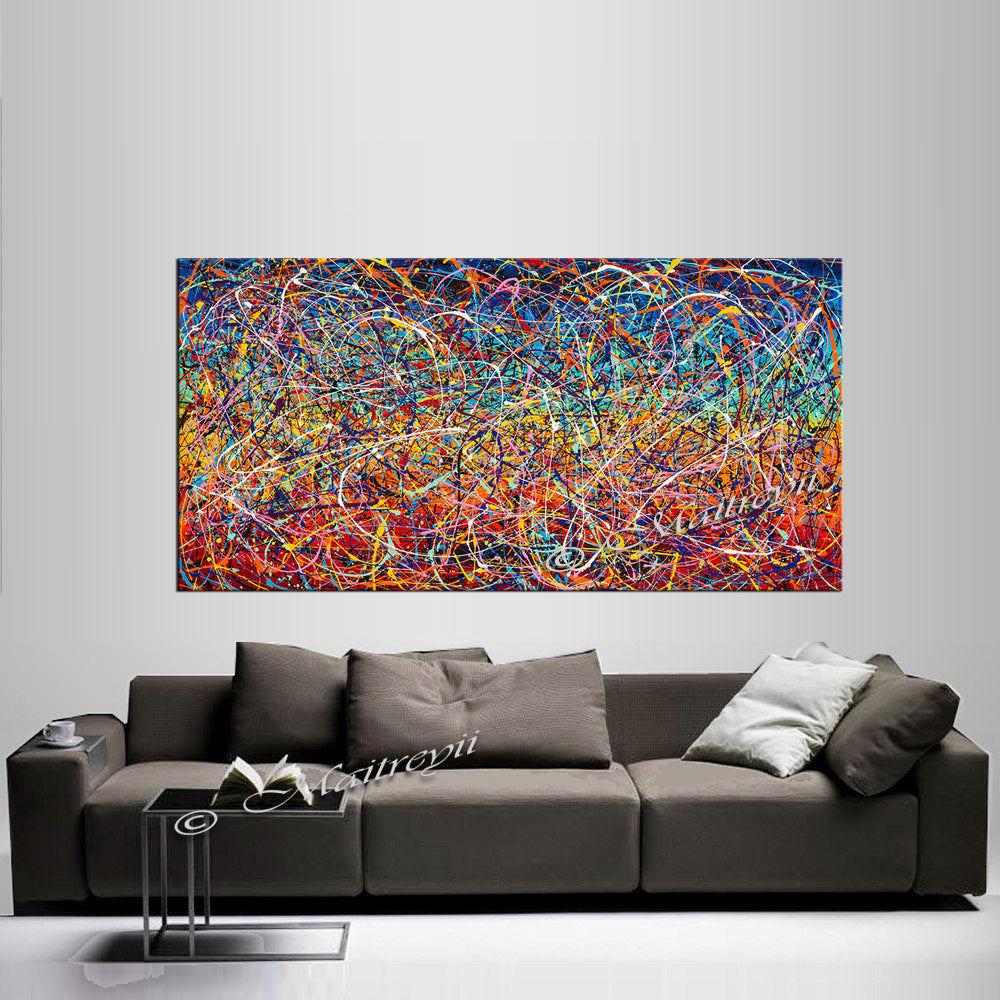 Painting Jackson Pollock Style Drip Style Abstract art on Canvas, large Wall Art - Vintage Beauty 156