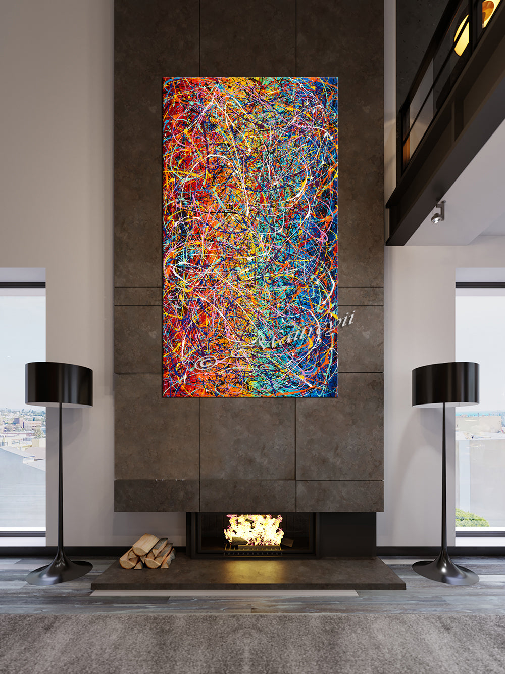 Painting Jackson Pollock Style Drip Style Abstract art on Canvas, large Wall Art - Vintage Beauty 156