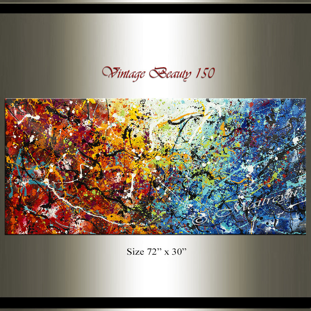 Painting Jackson Pollock Multiple Size Drip Style Abstract Art on Canvas, large Wall Art - Vintage Beauty 150