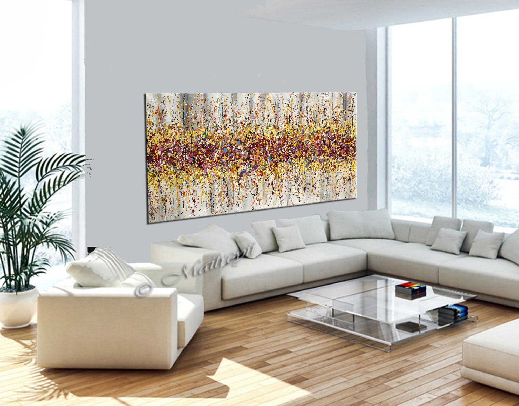 Painting Jackson Pollock Multiple Size Drip Style Abstract art on Canvas, large Wall Art - Beauty of Bridge 12 - LargeModernArt