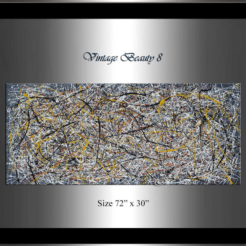 Jackson Pollock Style | Abstract artwork large oil painting on canvas modern wall art - Vintage Beauty 8 - LargeModernArt