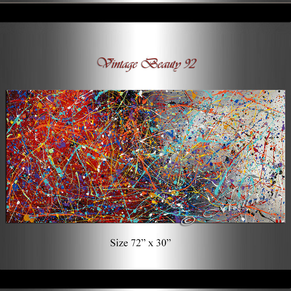 Jackson Pollock Style | large oil painting luxury Homes - Vintage Beauty 92 - LargeModernArt