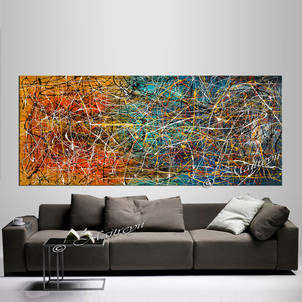 Jackson Pollock Style | Abstract artwork large oil painting on canvas modern wall art oversize luxury Homes - Vintage Beauty 9 - LargeModernArt