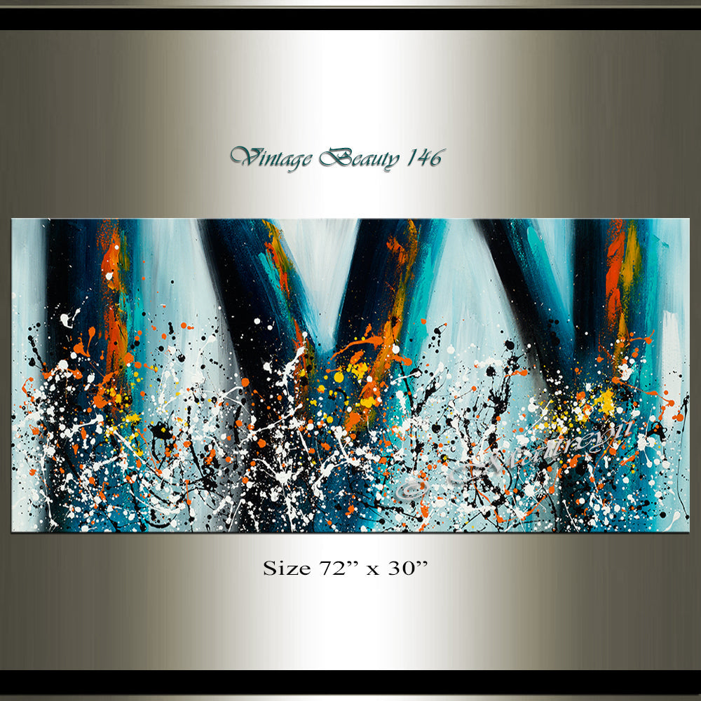 Jackson Pollock Style artwork for sale large Oil Painting on Canvas - Modern paintings luxury homes - LargeModernArt