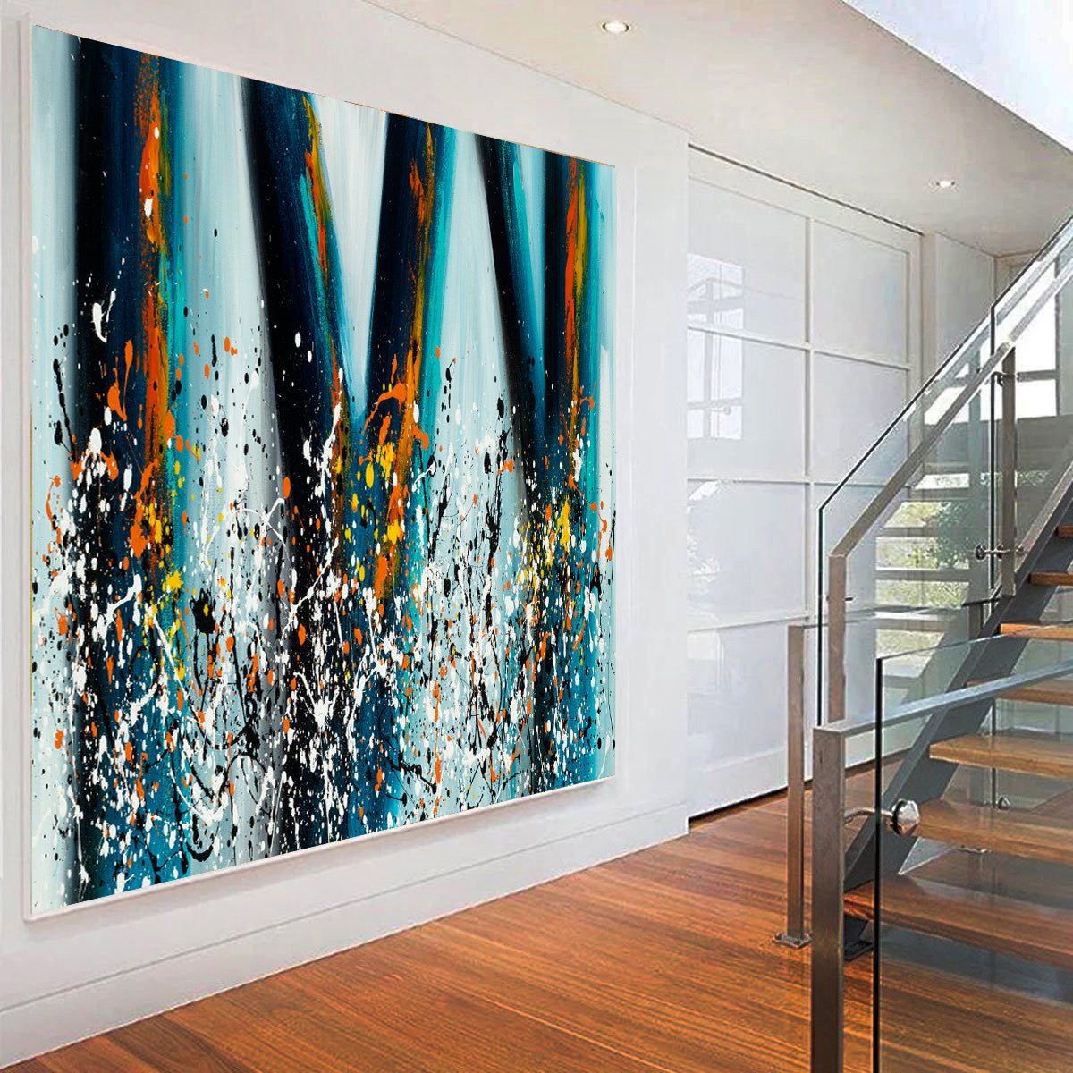 Jackson Pollock Style artwork for sale large Oil Painting on Canvas - Modern paintings luxury homes - LargeModernArt