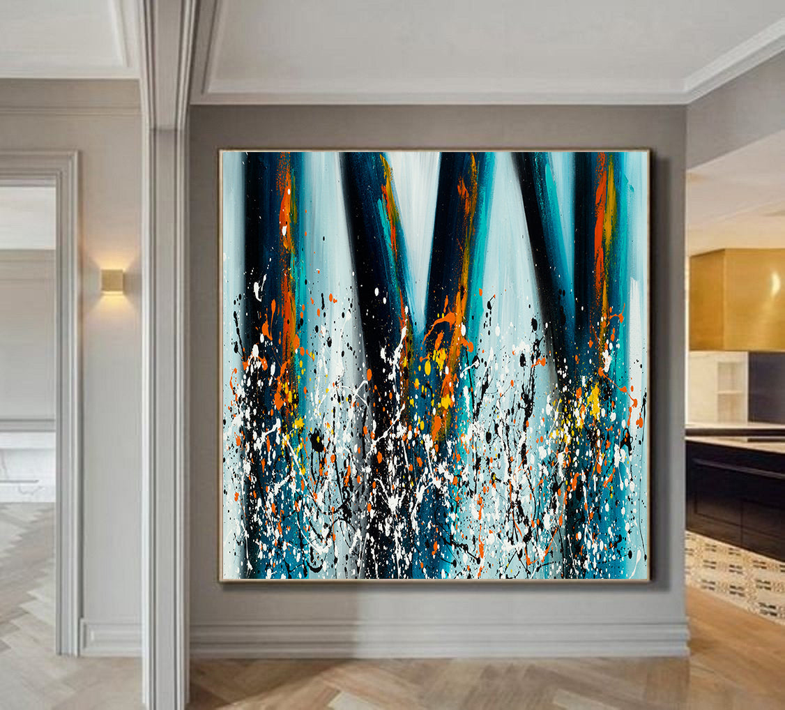 Jackson Pollock Style artwork for sale large Oil Painting on Canvas - Modern paintings luxury homes - LargeModernArt