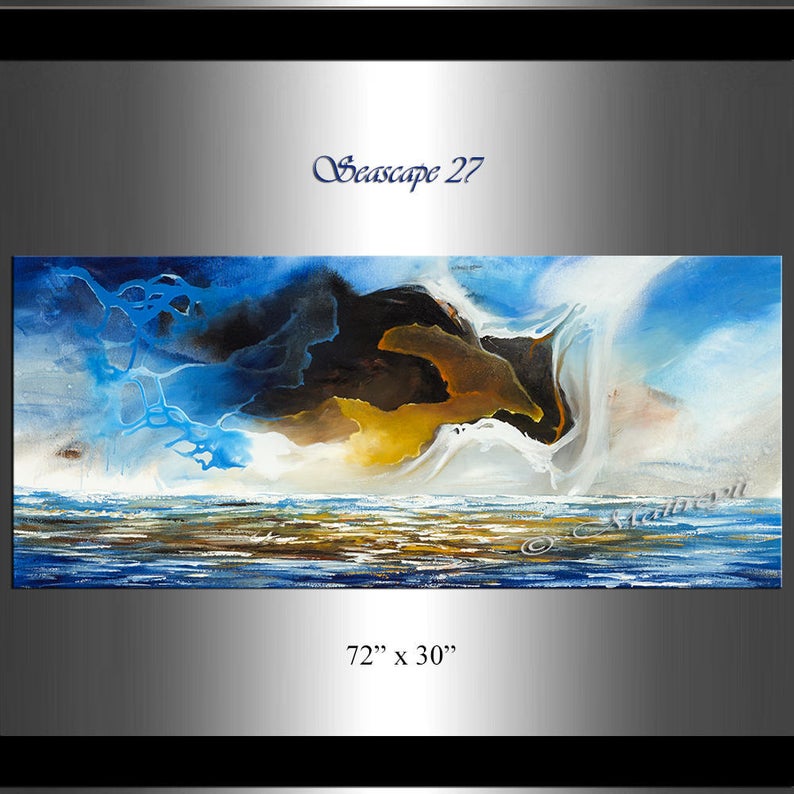 Large Ocean Art Oil Painting on Canvas Modern Wall Art Seascape Painting -Seascape 27 - LargeModernArt