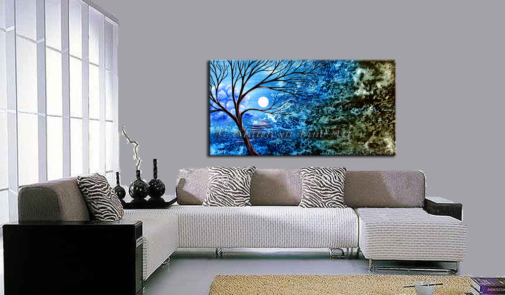 Large Landscape artwork Oil Painting on Canvas - Modern Wall Blissful Sunrise 3 - LargeModernArt