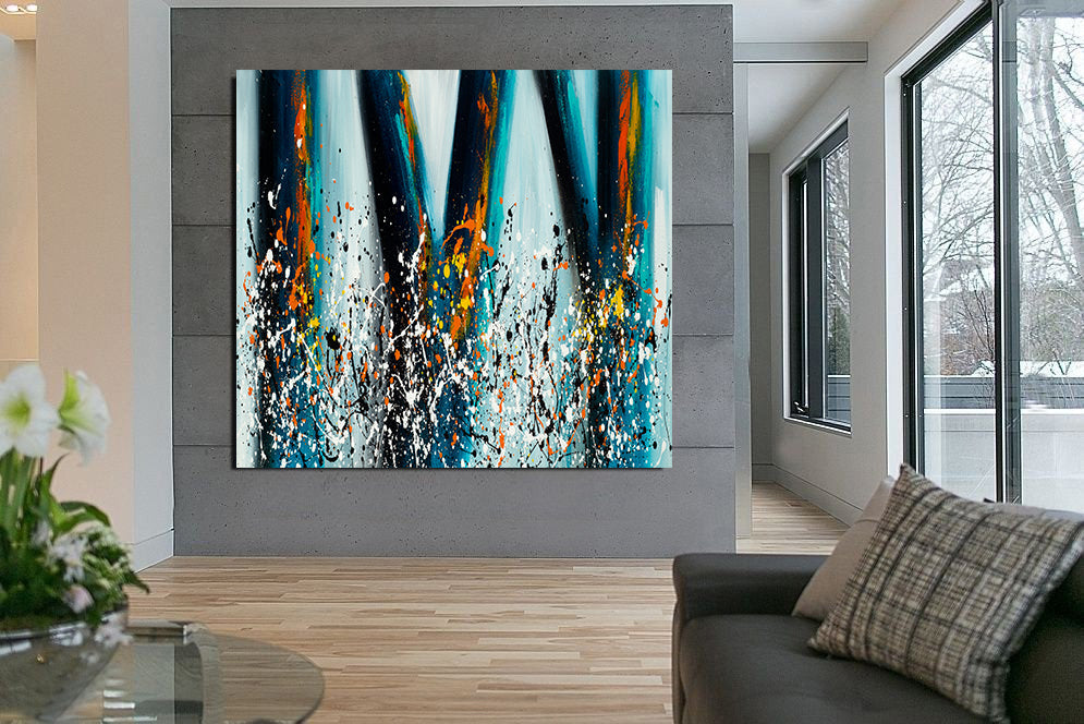 Jackson Pollock Style artwork for sale large Oil Painting on Canvas - Modern paintings luxury homes - LargeModernArt