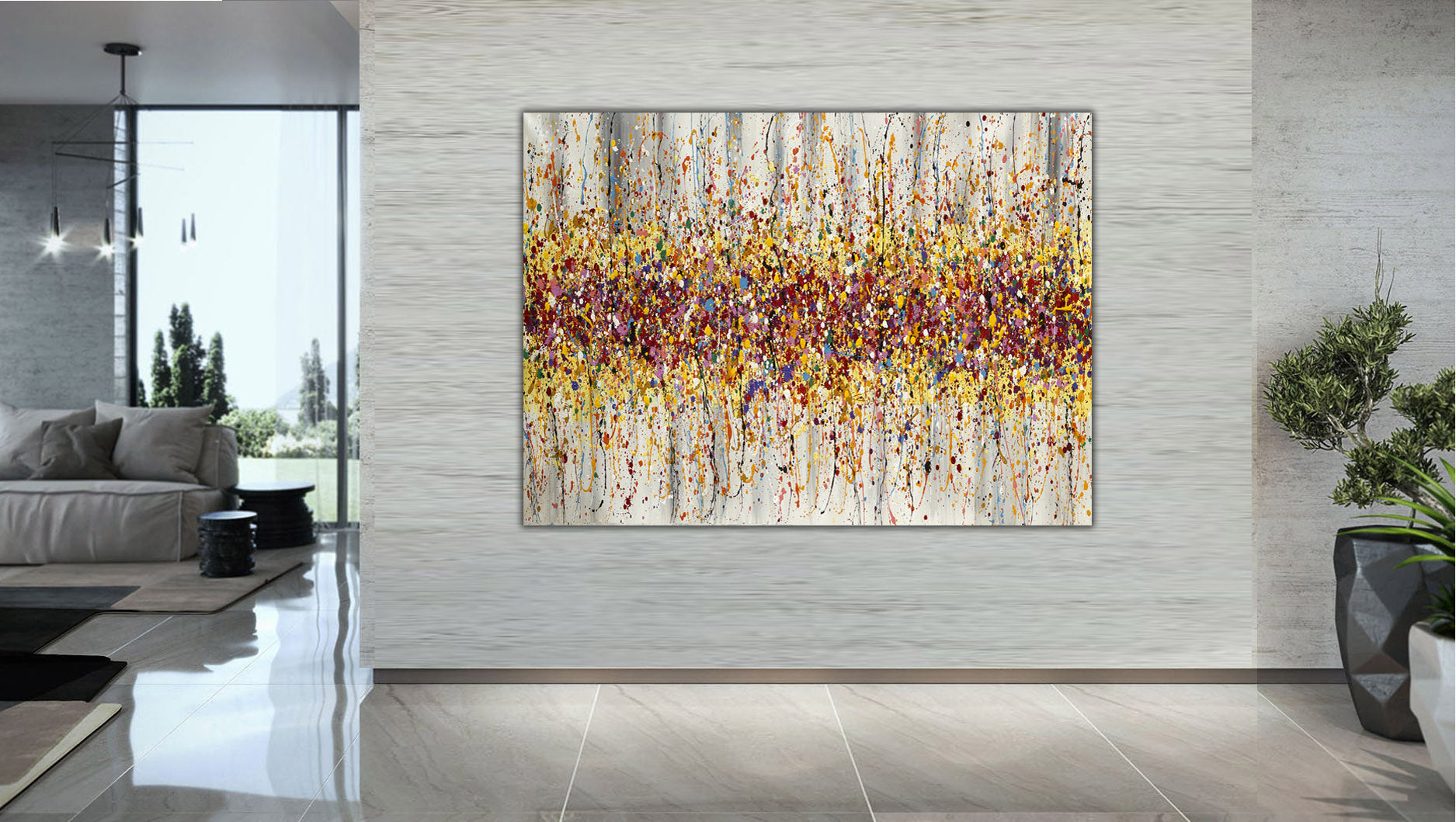 Painting Jackson Pollock Multiple Size Drip Style Abstract art on Canvas, large Wall Art - Beauty of Bridge 12 - LargeModernArt