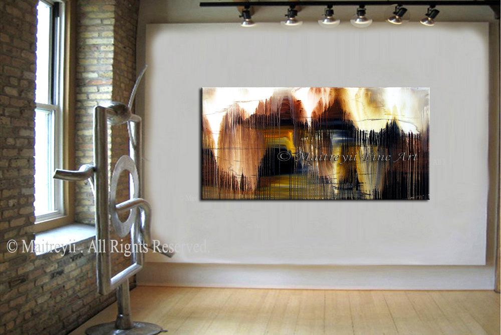 Abstract Modern Art Oil Painting on Canvas Modern Wall Art Amazing Melting Rock Painting - LargeModernArt