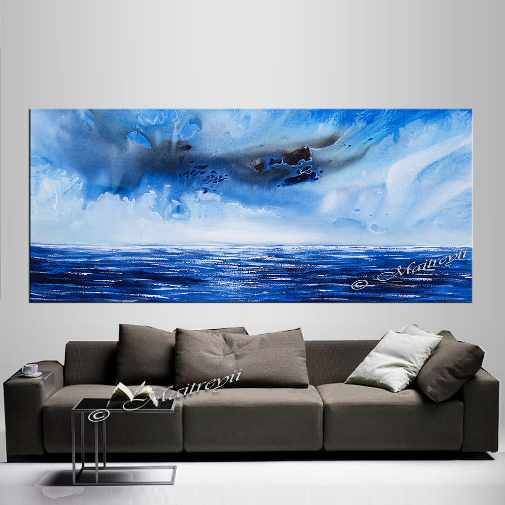 Abstract Modern Art Oil Painting on Canvas Modern Wall Art Mystic Texture Painting - Seascape 13 - LargeModernArt