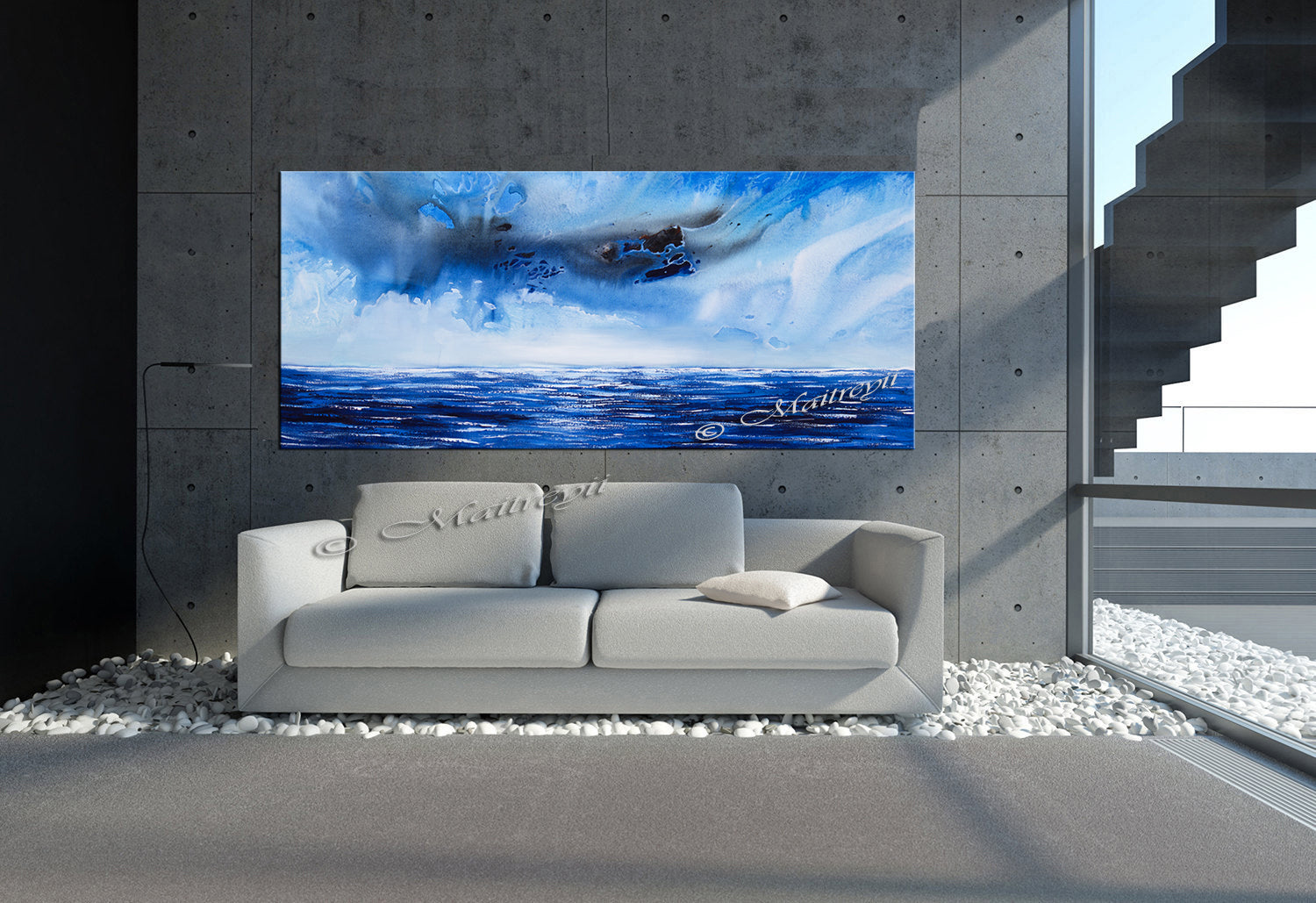 Abstract Modern Art Oil Painting on Canvas Modern Wall Art Mystic Texture Painting - Seascape 13 - LargeModernArt