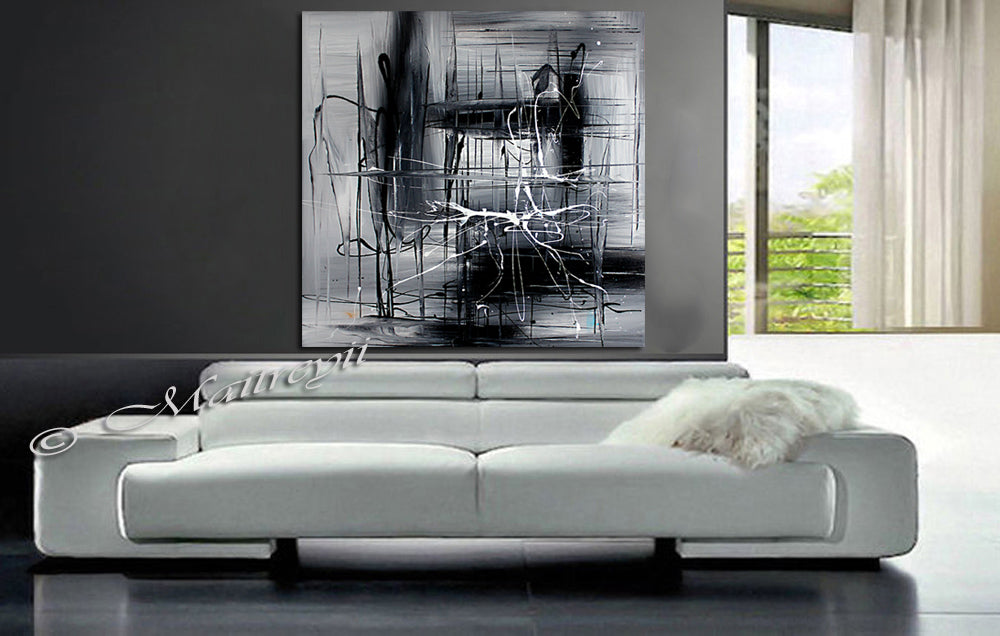 Original Abstract Art For Sale - Shades of Black - LargeModernArt