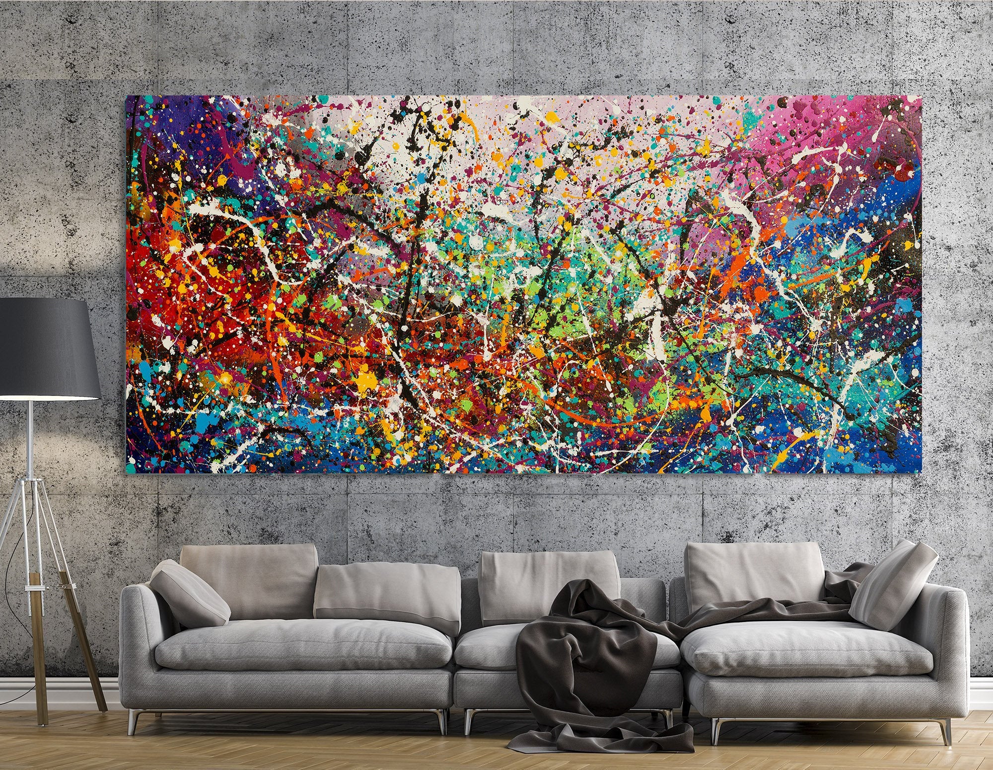 Buy Original Oil Paintings Jackson Pollock Style Large Modern Art for sale - Vintage Beauty 129 - LargeModernArt